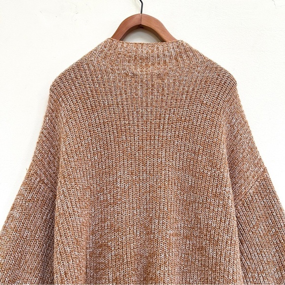 Cupcakes & Cashmere Mock Neck Marled Knit Brown Neutral Sweater, Size Large - Picture 9 of 11